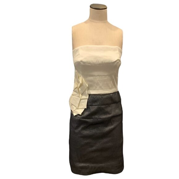 Jessica McClintock Formal Cocktail Party Strapless Dress & Jacket Gray 206A - Picture 3 of 12